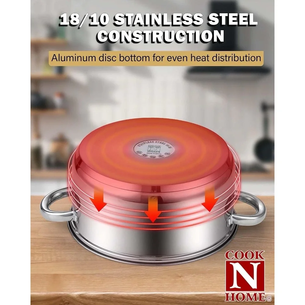 Cook N Home Basics Stainless Steel Cookware Sets, 6-Piece Pots and Pans NIB